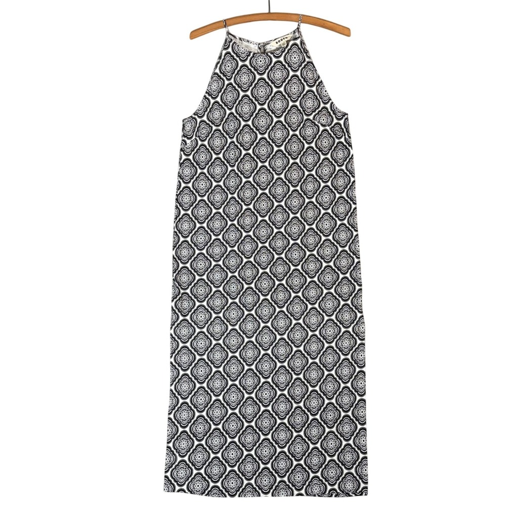 Boden Womens Black White Geometric Medallion Cotton Halter Maxi Dress US 8R‎